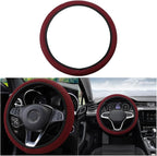 Moly Magnolia Elastic Stretch Steering Wheel Cover, Universal 15 Inch Automotive Steering Wheel Cover, Microfiber Breathable Anti-Slip Odorless Ice Silk, Warm in Winter Cool in Summer (Wine Red)
