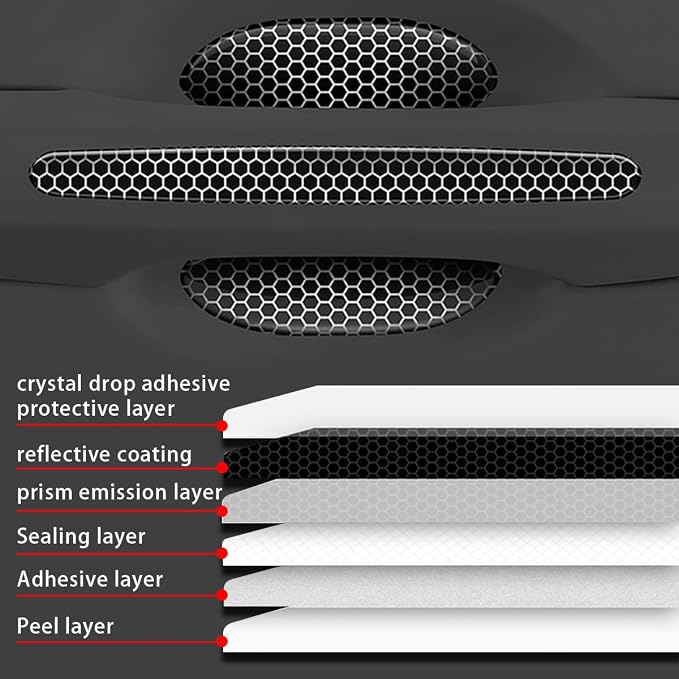 4Pcs Reflective Car Door Handle Bowl Sticker, Car Door Handle Protective Sticker Anti-Scratch (Black, 8Pcs)