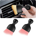 2PCS Car Interior Detailing Brush with Dust Cover, Auto Soft Hair Cleaning Brushes, Scratch Free Curved Dirt Collectors, for Vehicle Dashboard Air Conditioner Vents Leather(Pink/White)