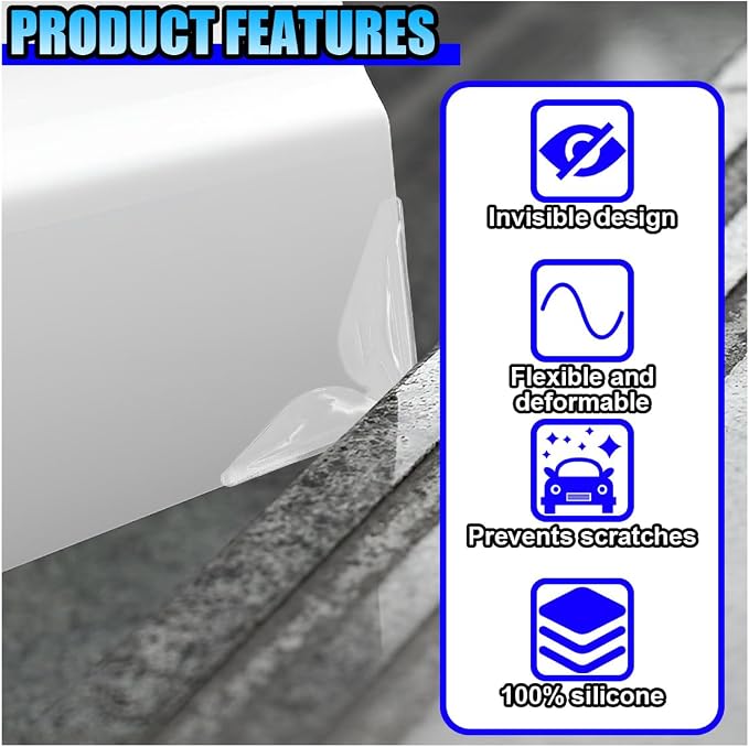 4PCS Car Door Edge Guards Protectors, Self-Adhesive Car Side Door Corner Protector Anti-Collision Trim Sticker, Anti-Rub Vehicle Exterior Decorative Accessory for Cars Trucks SUVs (Clear)