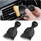 2PCS Car Interior Detailing Brush with Dust Cover, Auto Soft Hair Cleaning Brushes, Scratch Free Curved Dirt Collectors, for Dashboard Air Conditioner Vents Leather Computer (Black/White/2PCS)