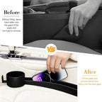 2PCS Car Seat Gap Filler, Dual Slot Carbon Fiber Vehicle Side Seat Gap Organizer Strip with Cup Holder, Auto Console Guard Spacer Stop Things from Dropping, Universal Fit (Black)