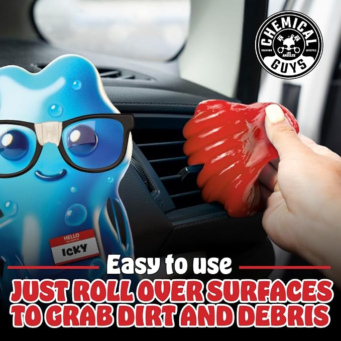 Sticky Icky Car Cleaning Gel, Sweet Strawberry, Interior Car Cleaner, Reusable Automotive Crevice & Interior Dust Cleaner for Air Ventss, Cup Holders & Keyboards, 0.88 Ounce (Pack of 4)
