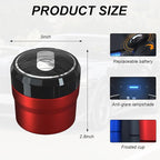 Car Ashtray with Lid, Easy Clean Up Detachable Smokeless Ashtray with LED Blue Light, Portable Mini Ash Tray Cup Holder for Car Home Office Travel, Interior Auto Accessories (Red, Small)