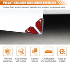 2PCS Car Door Protector Edge Guards for Door Corner, Carbon Fiber Anti-Collision Front Doors Corner Protector Self-Adhesive Sticker, Universal Vehicle Decoration Accessories (Red)