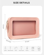 Clear Toiletry Bag, Portable Travel Makeup Pouch with Zipper, TSA Approved Organizer, PVC Cosmetic for Airport Airline Compliant Pink Car Accessories for Women (Pink)