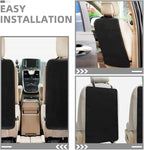 3pcs Car Seat Kick Mats Backseat Protector, Waterproof Scratch Protection Back Kick Mat Organizer, Black Sturdy Seatback Cover for Family Travel