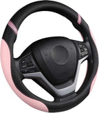Steering Wheel Cover for Women Leather Universal Steering Wheel Covers for Car 15 inch (Pink)
