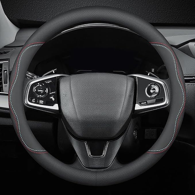 New Nappa Leather car Steering Wheel Cover, Universal 15 inch Black