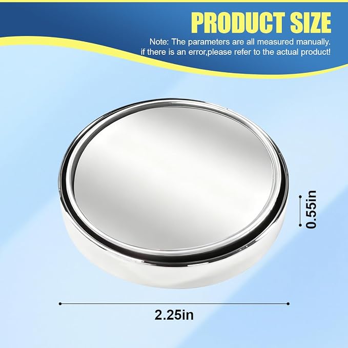 Craedli 2PCS 2" Round Blind Spot Car Mirrors, HD Glass Convex Mirror with Frame, 360° Adjustable Automotive Rearview Mirror, Self-Adhesive Wide Angle Mirrors for Car, SUV, Truck (Silver)