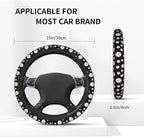 Daisy Steering Wheel Cover Universal 14.5-15 Inch Non-Slip Daisy Car Accessories for Women Men