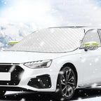 Car Windshield Snow Cover with Side Mirror and Hook, Winter Windshield Sun Shade Foldable, Magnetic Windshield Cover for Ice and Snow, Fit for Car/SUV, Pickup truck, 62"x50" Silver