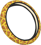 Funny Food Cartoon Pizzas Steering Wheel Covers Anti-Slip Elasticity Car Accessories Steering Wheel Protector Universal 15 Inch for Cars SUV Vehicle Truck