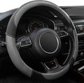 Steering Wheel Covers Gray Universal Microfiber Leather, Suitable for 14 1/2-15 inch Car Steering Wheel Cover, Breathable, Anti Slip & Odor