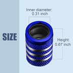 Tire Valve Stem Cap Cover - (5 Pack) Tire Air Cap Metal with Plastic Liner Corrosion Resistant Leak-Proof Rock and Roll for Car Truck Motorcycle Bike Blue