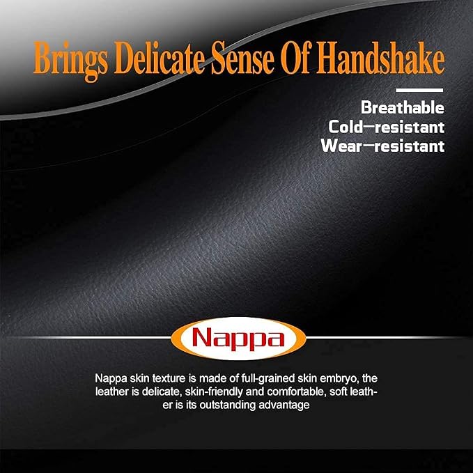 Latest Nappa Leather car Steering Wheel Cover, Stylish Non-Slip Leather car Interior 15 inches Universal（Black）