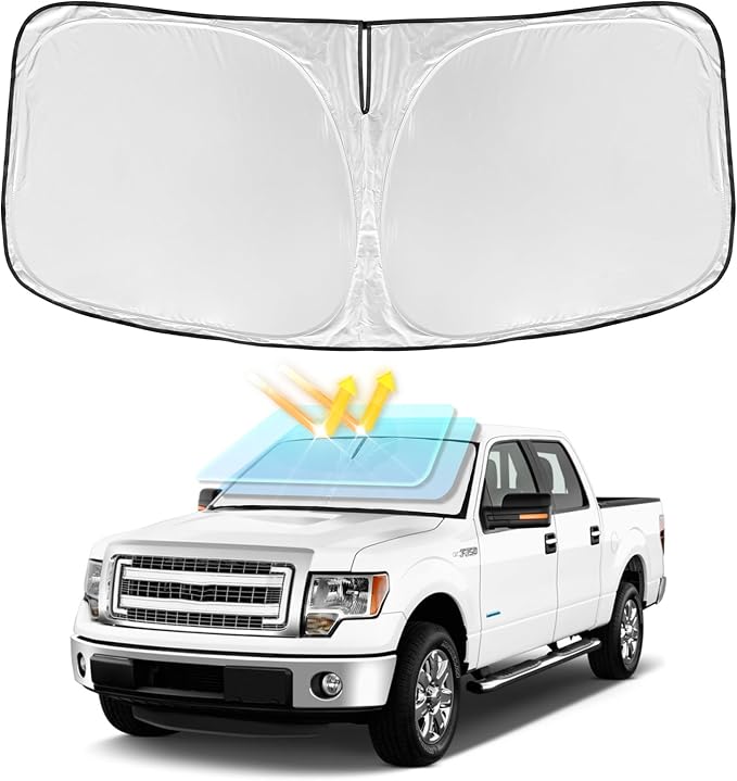 for Ford f150 2012-2014 Windshield Sun Shade - 4 Layers Car Sunshades for Front Windows Shade Cover Custom Fit f150 Sun Visor 250T Retractable Shade Blocks UV Rays Car Accessories