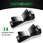 2 Pack Sunglasses Holder for Car, One-Handed-Operation Visor Sunglass Holder Clip, Easy Access Storage for Driving,Universal Fits (Double Holder - Black)