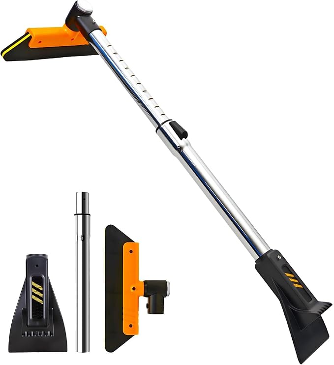 Telescoping 2-in-1 Snow Broom & Ice Scraper for Windshield, 32.5 in No-Scratch Snow Brush with Foam Head, Snow Remover Tool for SUV/Truck, Windows, Roof
