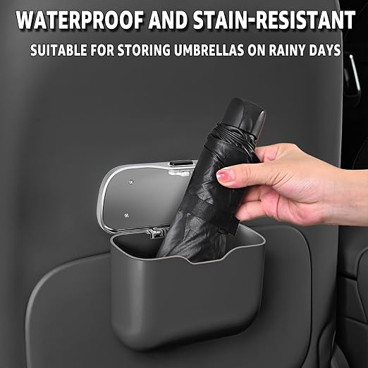Car Trash Can, Waterproof Multi‑Functional Auto Trash Bin for Door/Console/Seat Back, Universal Vehicle Garbage Can for Car/Truck/SUV Drivers (Black)
