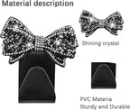 Zpana Bling Car Headreat Hook, 2PCS Crystal Rhinestone Cute Bow Vehicle Seat Back Hanger Storage for Purses Bags Grocery, Diamond Auto Rear Seat Organizer, Universal for SUV Truck Sedan (Black)