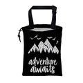 Adventure Awaits Car Garbage Bag Mountain and Bird Hanging Canvas Car Trash Bag Drawstring Car Back Seat Organizer for Car Back Front Seat Console with Adjustable Buckle