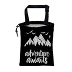 Adventure Awaits Car Garbage Bag Mountain and Bird Hanging Canvas Car Trash Bag Drawstring Car Back Seat Organizer for Car Back Front Seat Console with Adjustable Buckle