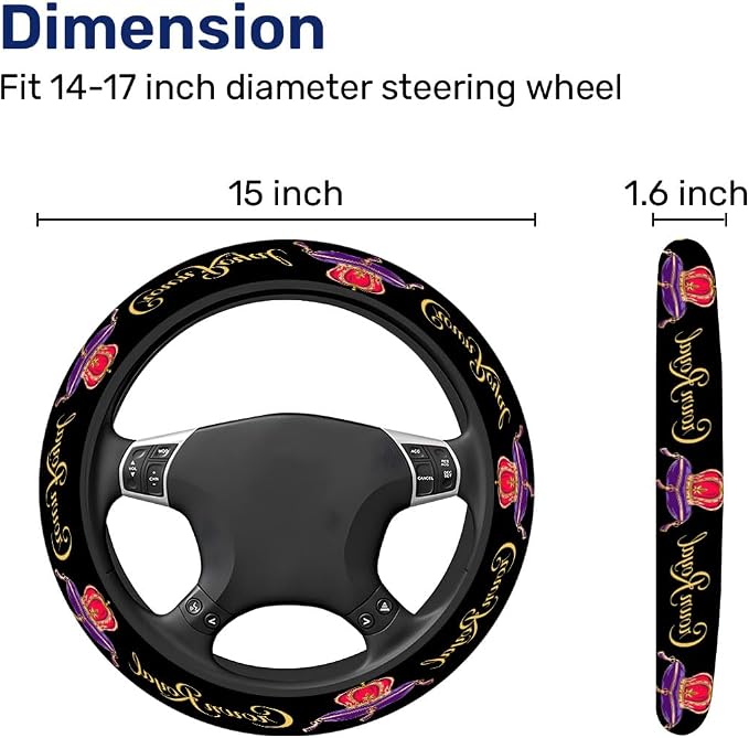 Royal Whisky Steering Wheel Cover, Non Slip Polyester Car Wheel Protector for Car SUV Truck, Universal 15 Inch