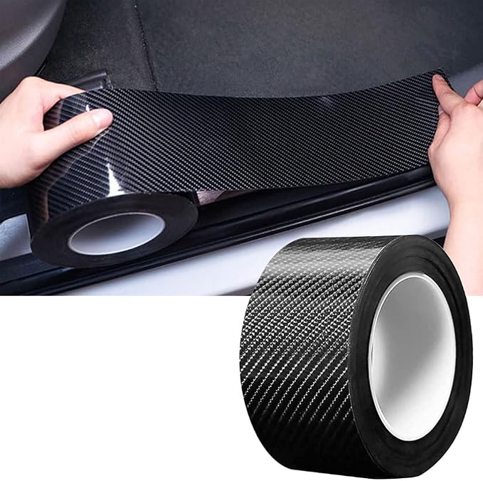 Car Door Edge Entry Guards Sill Protector Automotive Tape (Black, 2in*33FT) | 5D Carbon Fiber Vinyl Wrap Film Paint Threshold Scuff Plate Protectors Anti-Collision Universal for Most Vehicles