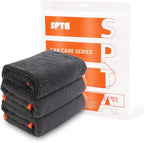 Microfiber Car Drying Towels, Cleaning Cloth Towels, Twist Pile Rapid Drying Orange Edge Car Microfiber Towels for Car Detailing, Pack of 3, 16.5 x 16.5 Inch, 600 GSM, Gray-MT040