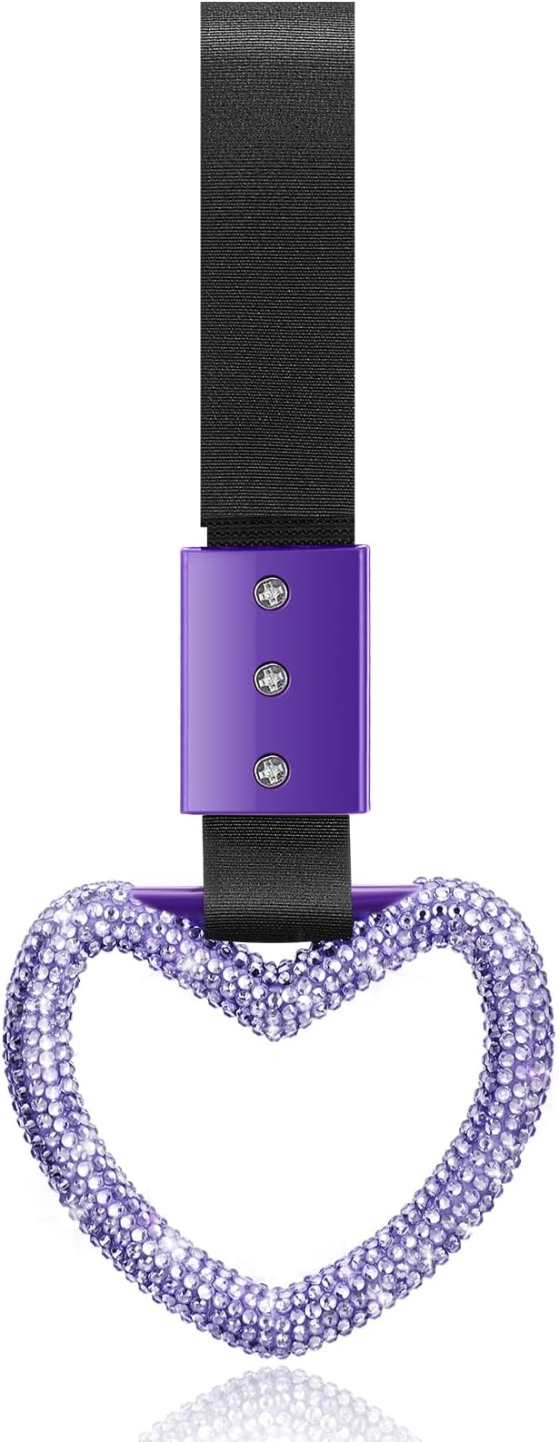 Bling Car Accessories Bling Heart Handle Ring Car Accessory for Women Hearts Strap Drift Charm Rear Bumper Warning Ring Decoration for Auto Bus Interior Exterior (Light Purple,Heart Style)