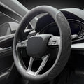Nappa Leather Steering Wheel Cover, Elegant Diamond Checkered Design, Non-Slip wear-Resistant, Enhance Driving Comfort, Suitable for Steering Wheel Diameter 14 1/2‘-15’ Models.Black