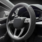 Nappa Leather Steering Wheel Cover, Elegant Diamond Checkered Design, Non-Slip wear-Resistant, Enhance Driving Comfort, Suitable for Steering Wheel Diameter 14 1/2‘-15’ Models.Black