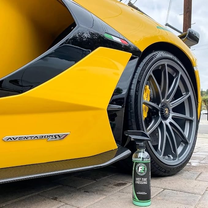 Wet Tire Dressing Spray - Extremely High Shine Tire Dressing for That Wet Look - No Sling, Non-Greasy Silicone Formula with UV Protection - Easy to Apply, Minimal Cure Time - 16 fl oz, 2 Pack