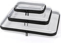 3 Pack Clear Hard Shell Zipper Case, Clear Zipper Pouches Waterproof Makeup Organizer & Travel Toiletry Bag, Plastic Pouch for Travel Office Storage, Black 3 Pack XLLS