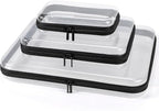 3 Pack Clear Hard Shell Zipper Case, Clear Zipper Pouches Waterproof Makeup Organizer & Travel Toiletry Bag, Plastic Pouch for Travel Office Storage, Black 3 Pack XLLS