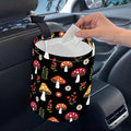 Portable Reusable Waterproof Car Trash Bin, Multipurpose Vehicle Organizer, Road Trip Essentials (Mushrooms)