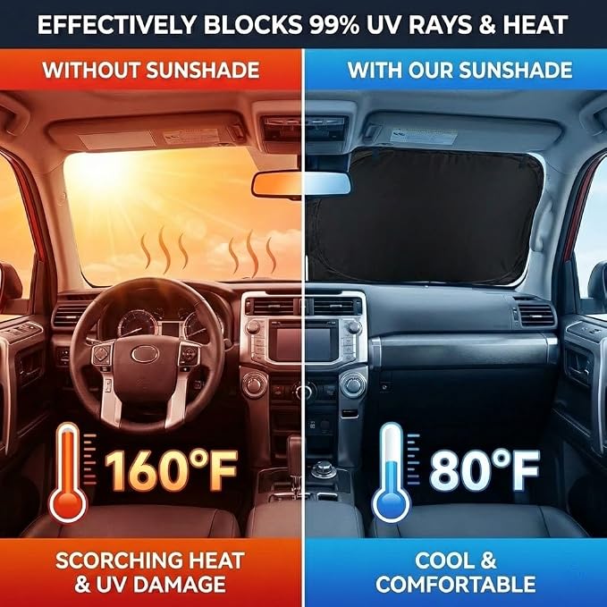 for Jeep Compass Sun Shade Windshield Cover - Custom Fit Compass Accessories 2017-2024 2025 Sunshade Foldable UV Protection & Heat Shield Sun Visor Accessories