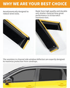 in-Channel Window Rain Guards Fit for Nissan Rogue 2021-2026 Rain Guards Extra Durable Window Deflectors Visors Vent Visors Vent Shades Car Accessories -4 pcs