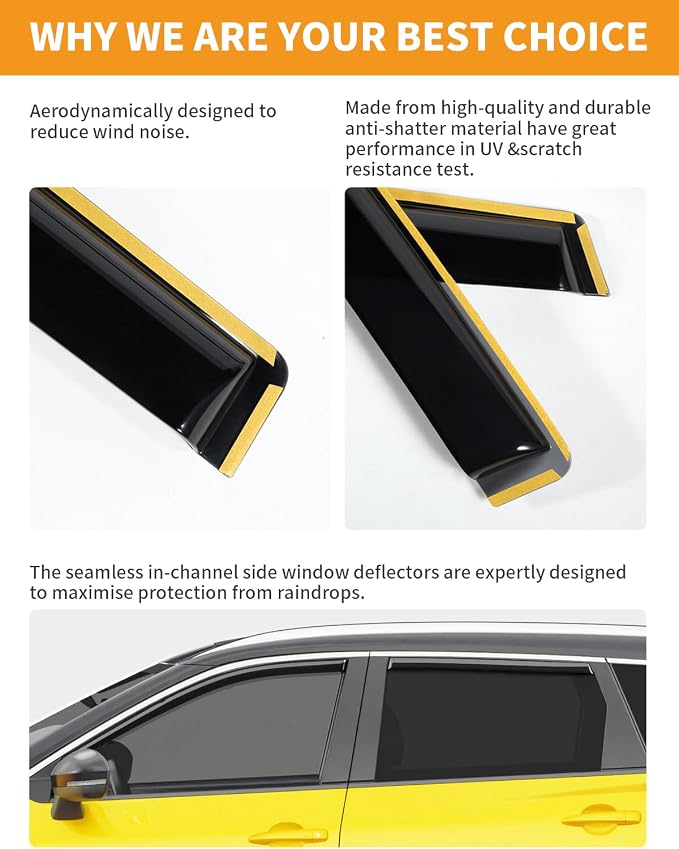in-Channel Window Rain Guards Fit for Nissan Rogue 2021-2026 Rain Guards Extra Durable Window Deflectors Visors Vent Visors Vent Shades Car Accessories -4 pcs