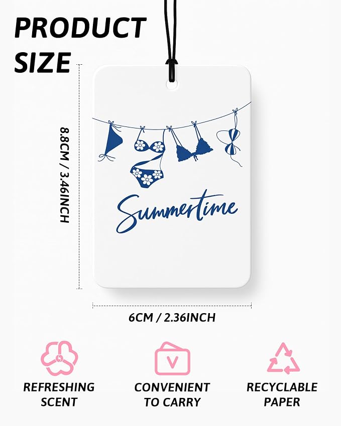 Coquette Blue Summer Car Air Freshener 4 Pcs Coconut Scented, Italian Summer Beach Car Accessories Mirror Decor for Women, Girly Beachy Hanging Air Freshener for Cars Closet Drawer Books