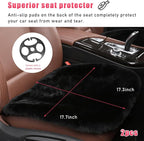 2 PCS Sheepskin Car Seat Cushion, Comfortable Soft Fur Wool Auto Front Seat Cover, Vehicle Seat Protector Pad for Warm Winter Office Chair, Universal Decor Car Accessories (Black)