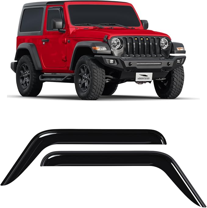 Voron Glass Tape-on Extra Durable Rain Guards for Jeep Wrangler JL 2018-2026/Jeep Gladiator 2020-2026, Window Deflectors, Vent Window Visors, 2 Pieces - 100278