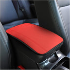 Car Armrest Storage Box Mat, Fiber Leather Car Center Console Cover, Car Armrest Seat Box Cover Accessories Interior Protection for Most Vehicle, SUV, Truck, Car (Red)