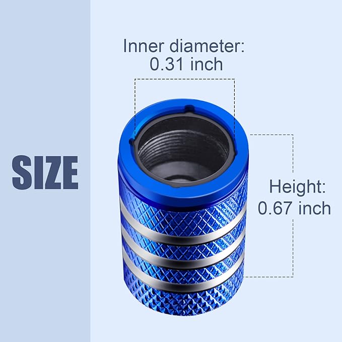 Tire Valve Stem Cap Cover - (12 Pack) Tire Air Caps Metal with Plastic Liner Corrosion Resistant Leak-Proof for Car Truck Motorcycle SUV and Bike Blue