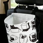 Playful Black Cat Car Trash Bag - Waterproof Car Trash Bag Hanging Leakproof Car Garbage Bag - Washable Reusable Trash Bag For Car Interior Hanging Organizer Storage Vehicle Travelling Camping