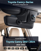 4K STARVIS 2 Dash Cam for Toyota Camry LE SE XLE XSE Nightshade,OEM-Style Hidden Front and Rear Camera, WiFi App, Loop Recording, G-Sensor, Parking Hardwire Kit Included, 64GB