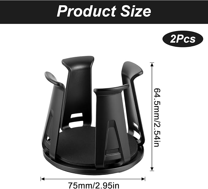 2 Pcs Car Cup Holder Expander, Adjustable Cup Holder for Cars Automotive Slim Can Cupholder Insert Adapter with Self-Adhesive & Suction Cups Secure Drink Holders for Car SUV Truck