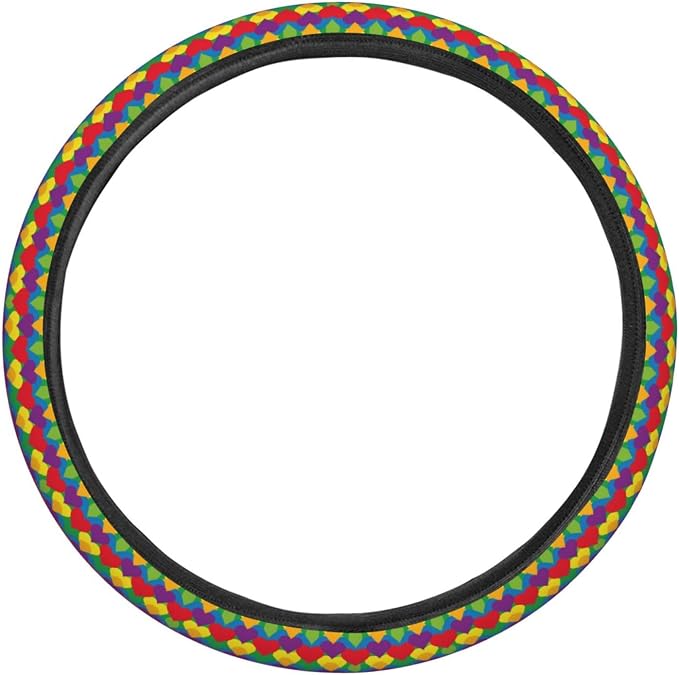 Rainbow Love Heart Steering Wheel Covers Anti-Slip Elasticity Car Accessories Steering Wheel Protector Universal 15 Inch for Cars SUV Vehicle Truck