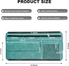 Car Sun Visor Organizer, Leather Sun Visor Pocket Organizer Case with Multi-Pocket Net Zipper, Suede Note Holder Car Visor Storage Pouch for Card Pen Sunglasses Document (Blue)